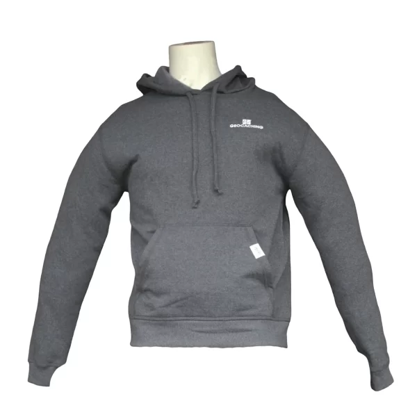 CharcoalPulloverHoodieGCLogoWhiteFRONT sweatshirt Geocaching